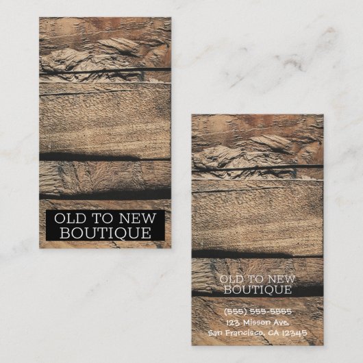 Bruine rustieke oude houten plank textuur visitekaartje (Voorkant / Achterkant)