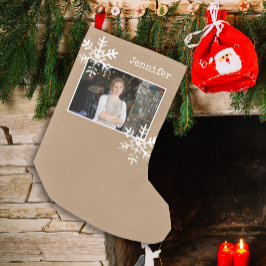 Bruine Rustieke Sneeuwvlok Aangepaste Foto Kleine Kerstsok