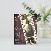 Bruine rustieke trendy fotobooth save the date aankondigingskaart (Staand voorkant)