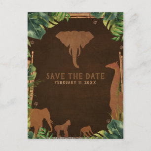 Bruine Safari Jungle Zoo Dieren Save the Date Aankondigingskaart