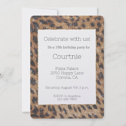 Bruine Safari Leopard Animal Sparkle Verjaardag Kaart (Voorkant)