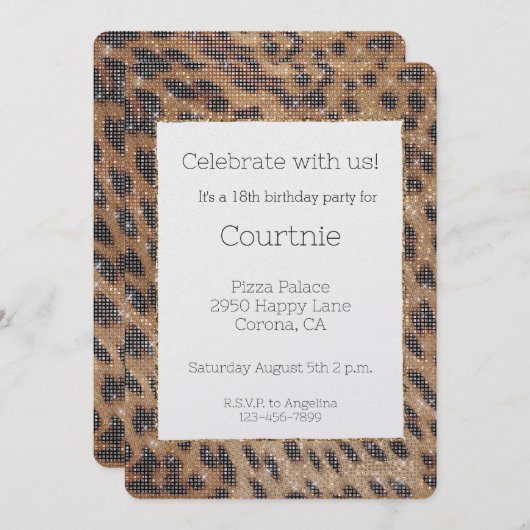 Bruine Safari Leopard Animal Sparkle Verjaardag Kaart (Voorkant / Achterkant)