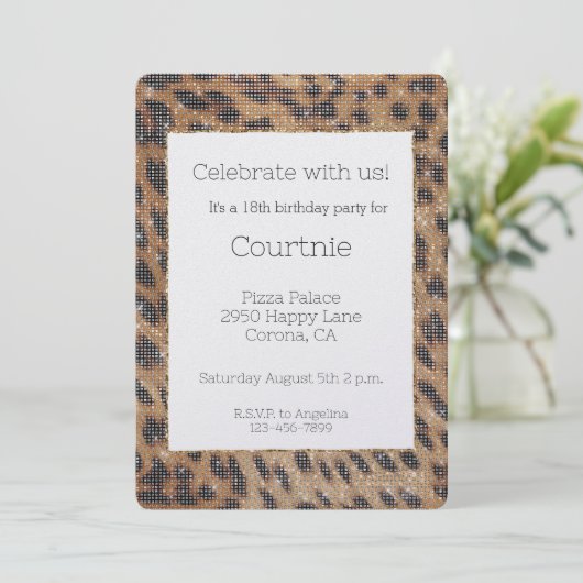 Bruine Safari Leopard Animal Sparkle Verjaardag Kaart (Staand voorkant)