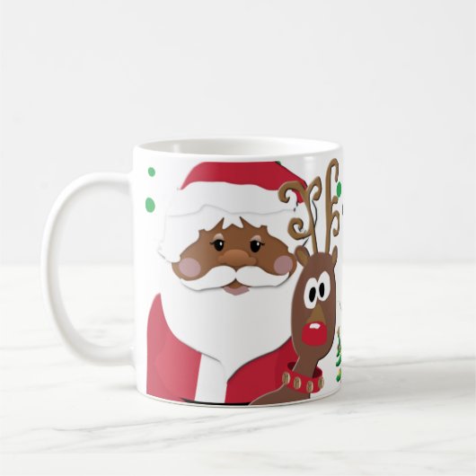 Bruine Santa en Rudolph speelse Kerst Mok (Links)