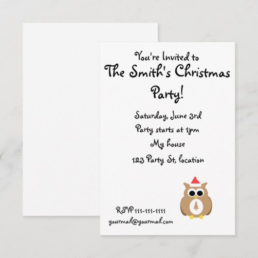 Bruine santa owl kaart (Voorkant / Achterkant)