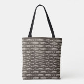 Bruine Sardine Art Patroon Vis tekeningen Tote Bag (Achterkant)
