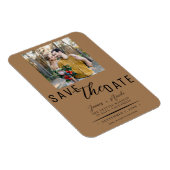 Bruine Save the Date Foto Bruiloft Magneet (Rechterzijde)