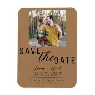 Bruine Save the Date Foto Bruiloft Magneet