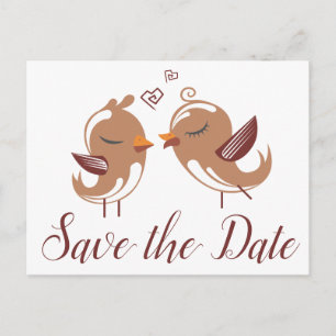 Bruine Save The Date Liefdesvogel Trouw Verlovings Briefkaart