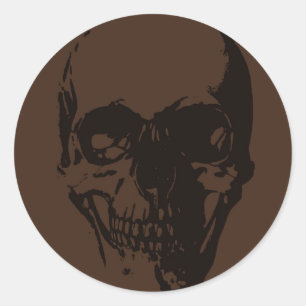 Bruine schedel ronde sticker
