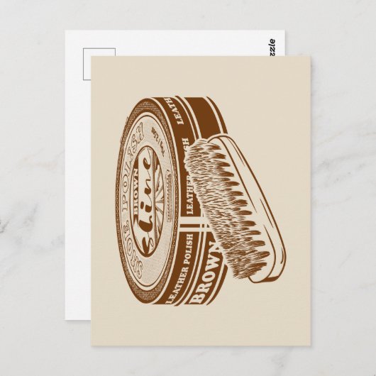 Bruine schoen polish tin briefkaart (Voorkant / Achterkant)