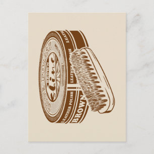 Bruine schoen polish tin briefkaart