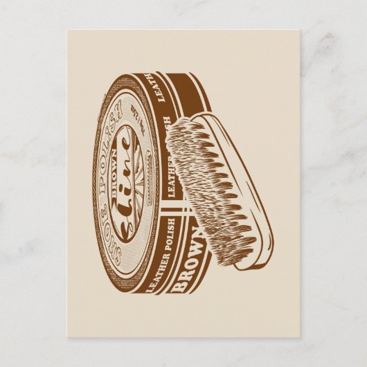 Bruine schoen polish tin briefkaart (Voorkant)
