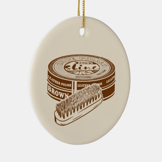 Bruine schoen polish tin keramisch ornament (Rechts)