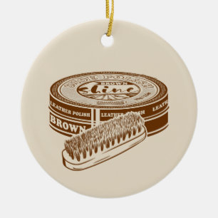 Bruine schoen polish tin keramisch ornament