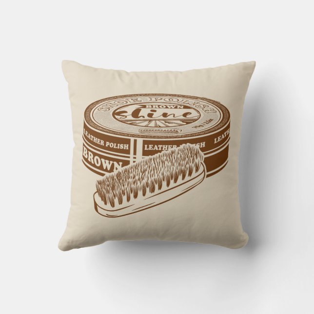 Bruine schoen polish tin kussen (Achterkant)