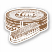 Bruine schoen polish tin sticker (Voorkant)