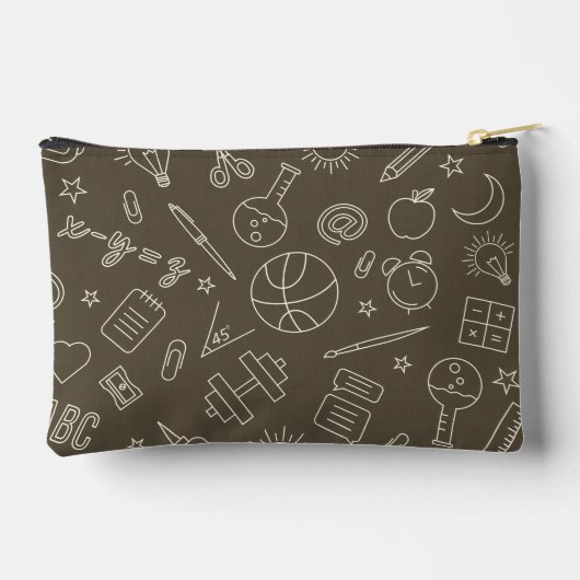 Bruine School elementen Potlood hoesje/tas Etui (Achterkant)