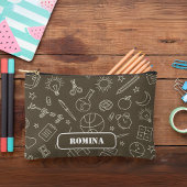 Bruine School elementen Potlood hoesje/tas Etui