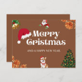 Bruine schoonheid en minimalistische kerstkaart briefkaart (Voorkant / Achterkant)