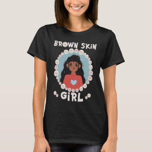 Bruine schouderparels Indiaas Girl Black Girl T-shirt