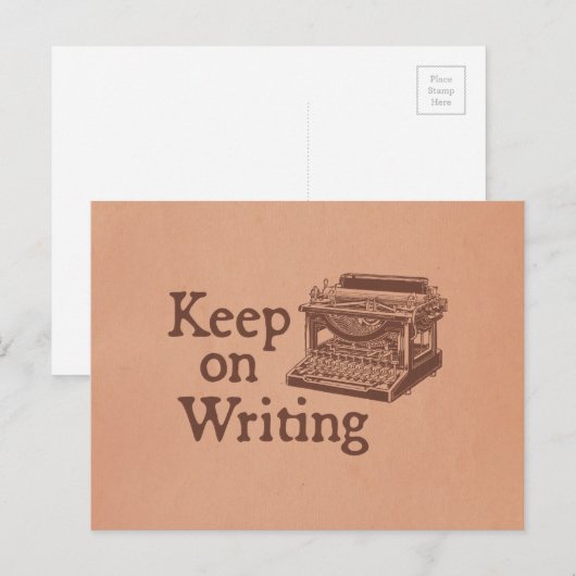 Bruine  schrijfmachine blijft schrijven briefkaart (Voorkant / Achterkant)