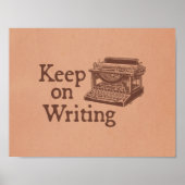 Bruine schrijfmachine blijft schrijven poster (Voorkant)