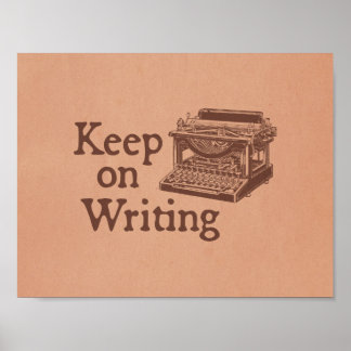 Bruine schrijfmachine blijft schrijven poster