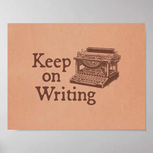 Bruine  schrijfmachine blijft schrijven poster (Voorkant)