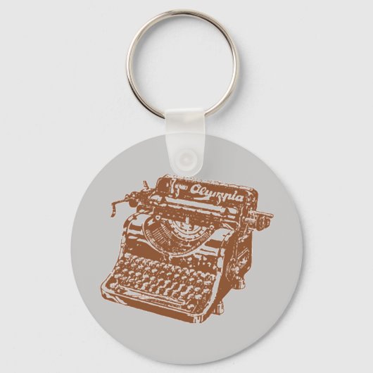  bruine schrijfmachine sleutelhanger (Voorkant)