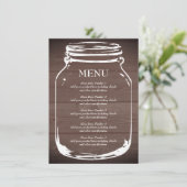 Bruine schuur hout mson potje bruiloft menu sjablo (Staand voorkant)