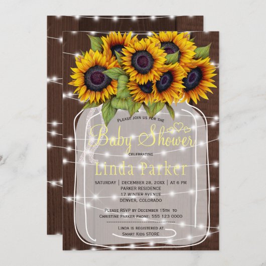 Bruine schuur hout rustieke metselaar pot baby sho kaart (Voorkant / Achterkant)