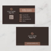 Bruine Sepia QR Code Visitekaartjes 24 Verpakking  (Voorkant / Achterkant)