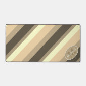 Bruine sepia retro geometrische lijnen Monogram Bureaumat (Voorkant)