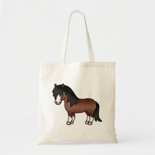 Bruine Shetlandpony Schattige Cartoon Illustratie Tote Bag