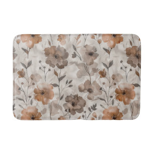 Bruine Sinaasappel Crème Bloemen Badmat