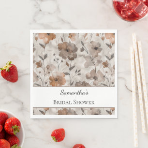 Bruine Sinaasappel Crème Bloemen Bruidsdouche Servet