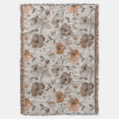 Bruine Sinaasappel Crème Bloemen Deken (Voorkant Verticaal)