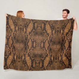 Bruine Slangenhuid Print Fleece Deken