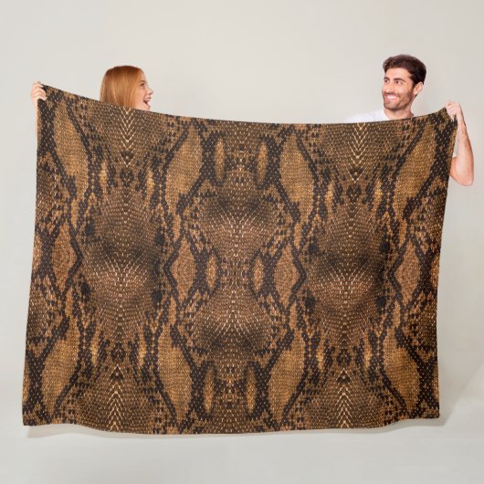 Bruine Slangenhuid Print Fleece Deken (In situ)