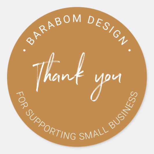 Bruine Small Business Bedankt pakket sticker (Voorkant)