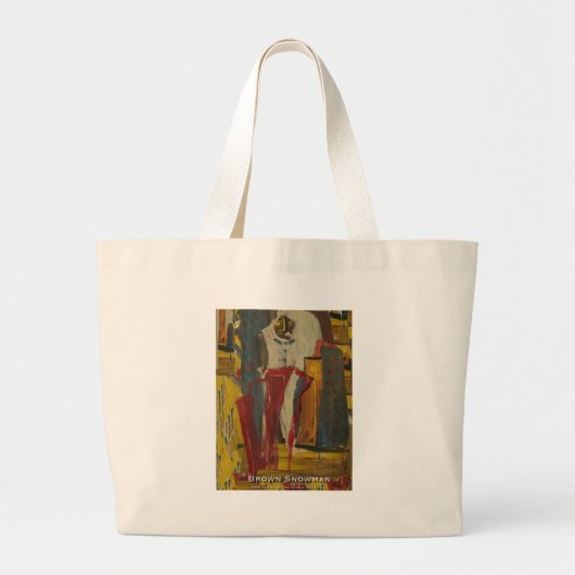 bruine sneeuwman grote tote bag (Voorkant)