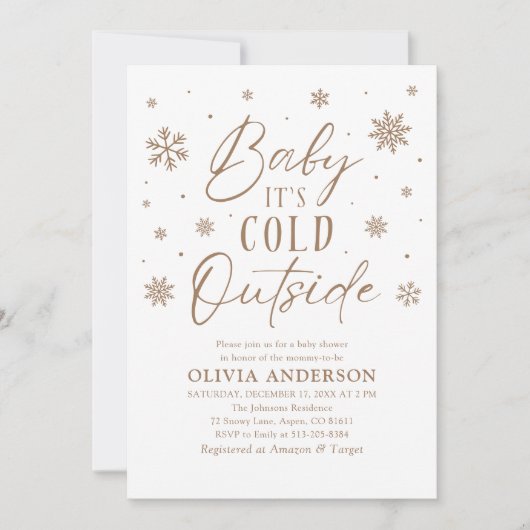 Bruine Sneeuwvlokje Baby Het is koud buiten Baby S Kaart (Voorkant)