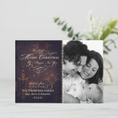 bruine Snowflake-kerstfotokaart Feestdagenkaart (Staand voorkant)