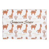 Bruine Speelgoed Cactus Camel Llama Dierlijke naam Kussensloop (Voorkant)