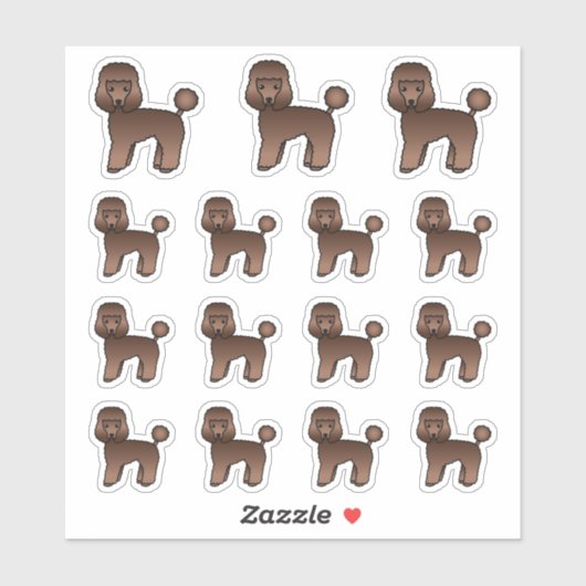 Bruine Speelgoed Poodle Cute-tekenfilms Sticker (Vel)
