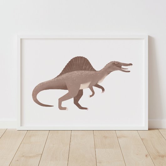 Bruine Spinosaurus Dinosaur Kinderkamer Poster