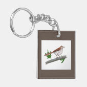 Bruine Spotlijster Sleutelhanger (Voorkant Links)