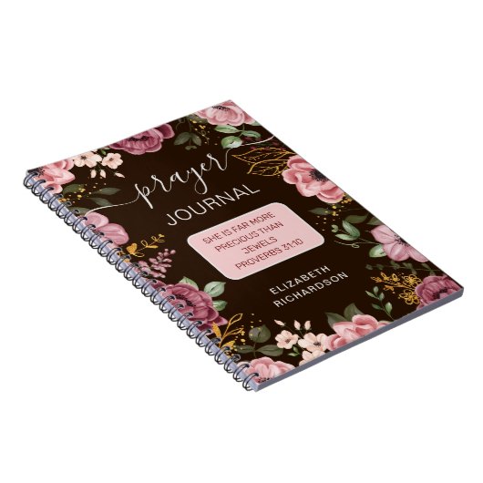 Bruine Spreuken 31 bloemengebedsjournaal notitiebo Notitieboek (Rechterzijde)