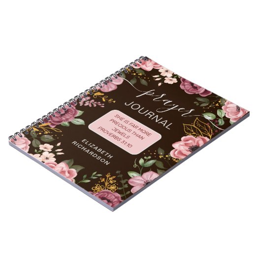 Bruine Spreuken 31 bloemengebedsjournaal notitiebo Notitieboek (Linkerzijde)